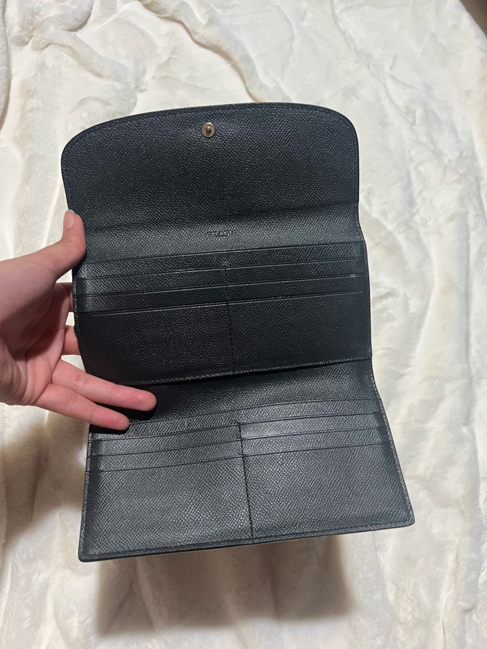Coach Black Pebbled Leather Continental Wallet with Gold Logo - Picture 3 of 4